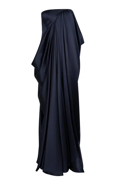 Heirlome Cindy Pleated Silk Maxi Dress In Blue