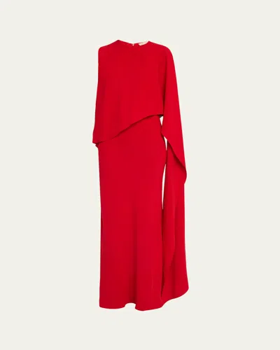 Heirlome Clementine Sleeveless Asymmetric Drape Maxi Dress In Red