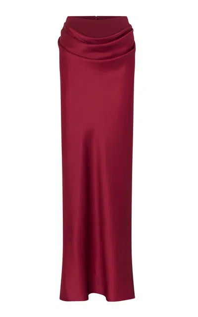 Heirlome Cleo Silk Maxi Skirt In Red