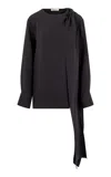 Heirlome Coco Asymmetric Silk Blouse In Black