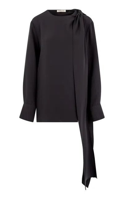 Heirlome Coco Asymmetric Silk Blouse In Black
