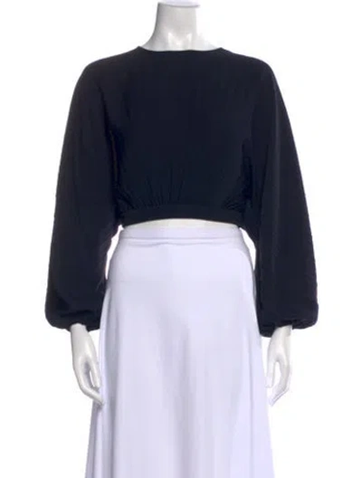 Pre-owned Heirlome Crew Neck Long Sleeve Crop Top In Blue