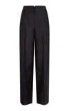 Heirlome Deliliah Relaxed Wool-silk Wide-leg Pants In Black