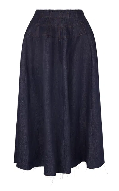 Heirlome Diana Linen Maxi Skirt In Blue