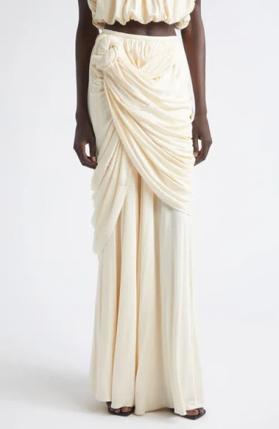Heirlome Effie Draped Silk Maxi Skirt In Neutral