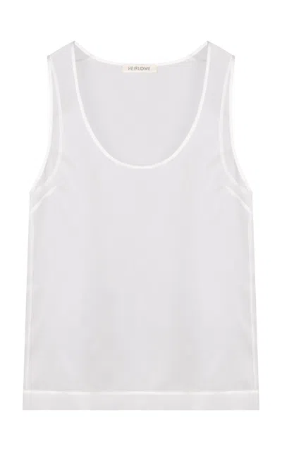 Heirlome Elaine Sheer Silk Organza Tank Top In White