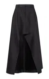 Heirlome Elana Textured Wool-silk Midi Skirt In Black