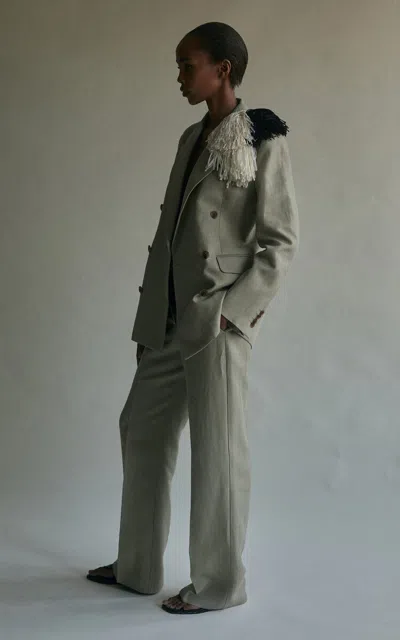 Heirlome Eleanor Linen Trousers In Green