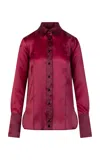 Heirlome Ella Button-down Organza Shirt In Burgundy