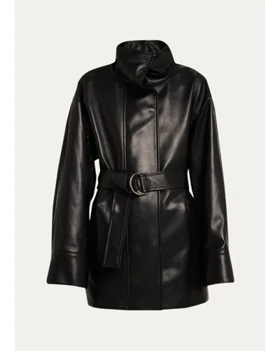 Heirlome Ellis Belted Leather Jacket In Black