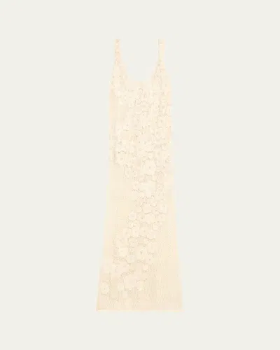 Heirlome Emily Flower Knit Silk Gown In Ivory