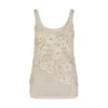 Heirlome Emily Flower-detailed Knit Silk Tank Top In Ivory