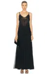 Heirlome Eugenia Long Lace Paneled Gown In Black