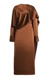 Heirlome Exclusive Carmen Silk Maxi Cape Dress In Brown