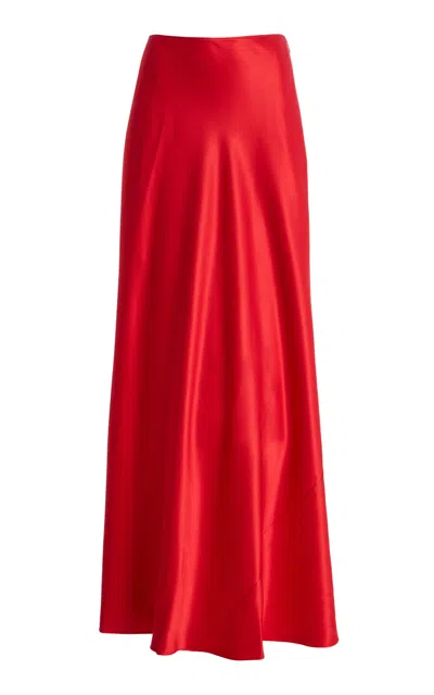Heirlome Exclusive Perla Silk Maxi Skirt In Red