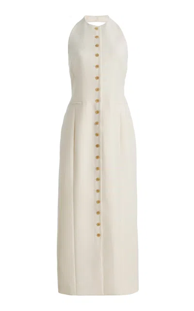 Heirlome Exclusive Sarah Wool-silk Midi Halter Dress In White
