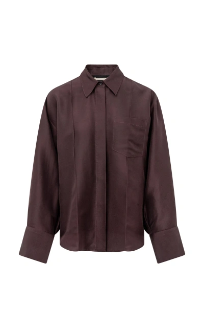 Heirlome Francis Silk Button Up Top In Brown