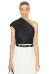 Heirlome Frida Draped One-shoulder Silk Blouse In Black