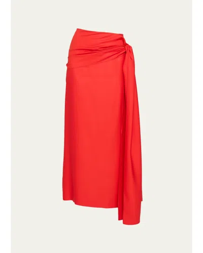 Heirlome Helena Knotted Wrap Silk Maxi Skirt In Poppy