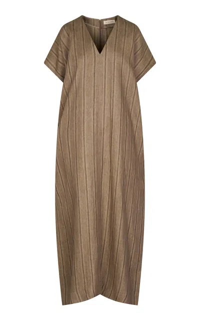 Heirlome Huipil Linen Maxi Dress In Brown