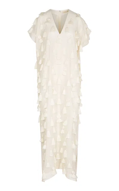 Heirlome Huipil Tasseled Linen-blend Maxi Dress In Neutral