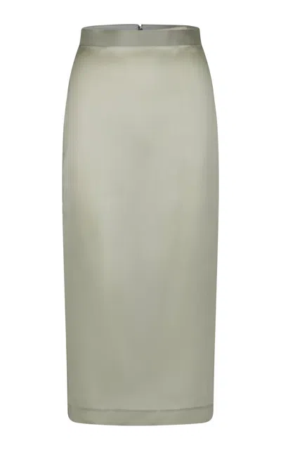 Heirlome Irene Silk Midi Skirt In Green
