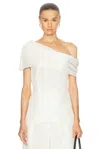 Heirlome Off-the-shoulder Silk-shantung Top In Ivory