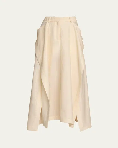 Heirlome Jacinta Draped Silk-wool Midi Skirt In Ivory