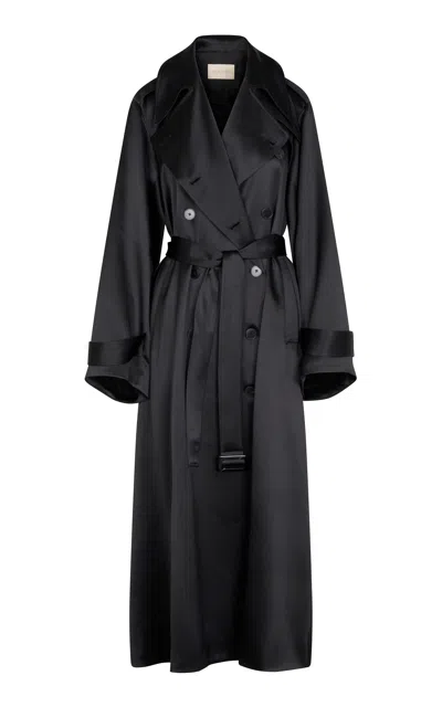 Heirlome James Silk Trench Coat In Black