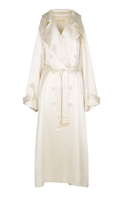 Heirlome James Silk Trench Coat In White