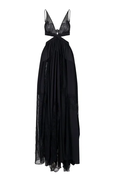 Heirlome Jo Silk-blend Maxi Dress In Black