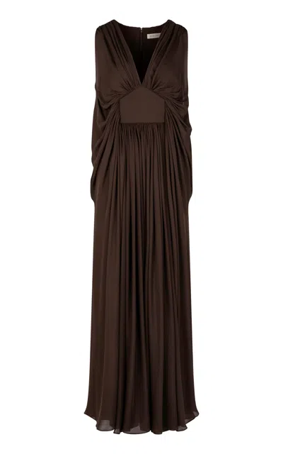 Heirlome Jolie Silk Maxi Dress In Brown