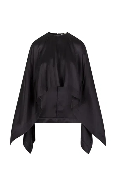 Heirlome Keri Asymmetric Silk Top In Black