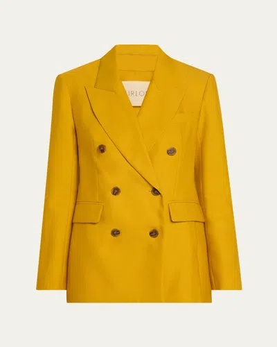 Heirlome Laurence Silk Double-breasted Blazer In Yellow