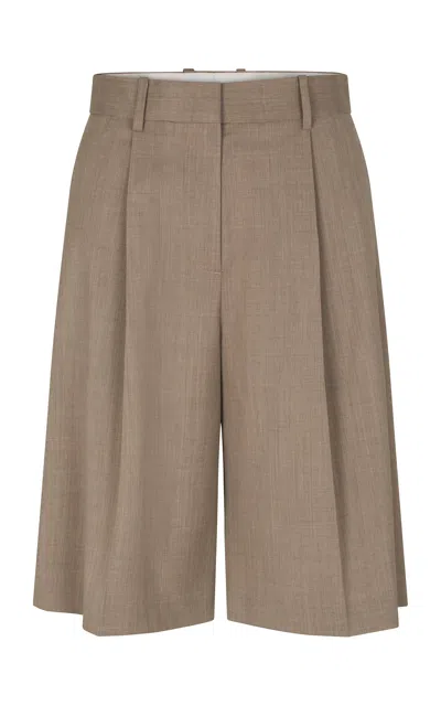 Heirlome Laurence Stretch-wool Knee-length Shorts In Brown