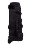 Heirlome Leo Textured Knit-silk Maxi Skirt In Black