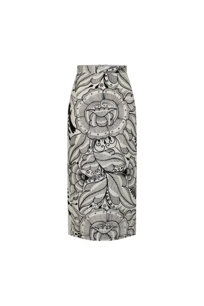 Heirlome Lexi B.r.b. Printed Linen-silk Midi Skirt In Multi