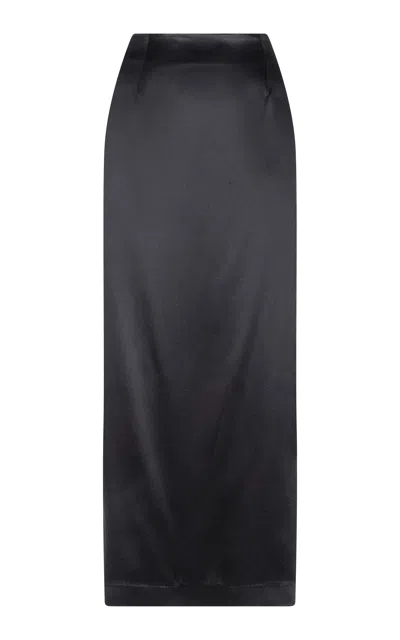 Heirlome Lexi High-rise Silk-satin Maxi Skirt In Black
