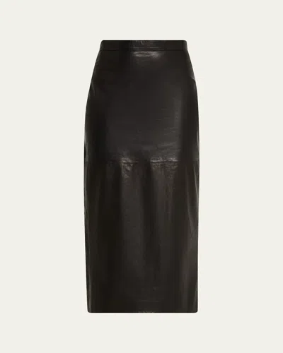 Heirlome Lexi Leather Pencil Midi Skirt In Brown
