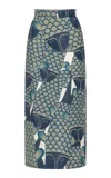 Heirlome Lexi Printed Linen-silk Midi Skirt