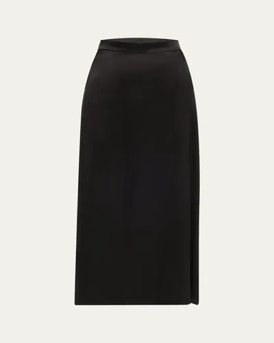Heirlome Lexi Straight Silk Satin Skirt In Black