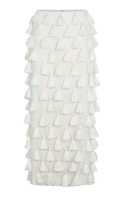Heirlome Lila Silk Maxi Skirt In White