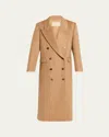 Heirlome Lilli Brushed Camel Double-breasted Long Coat In Brown