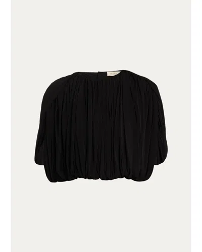 Heirlome Louise Shirred Jersey Crop Top In Black