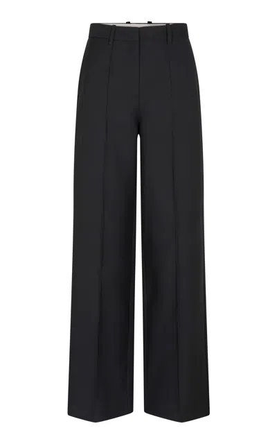 Heirlome Lucia Silk-wool Wide-leg Pants In Black
