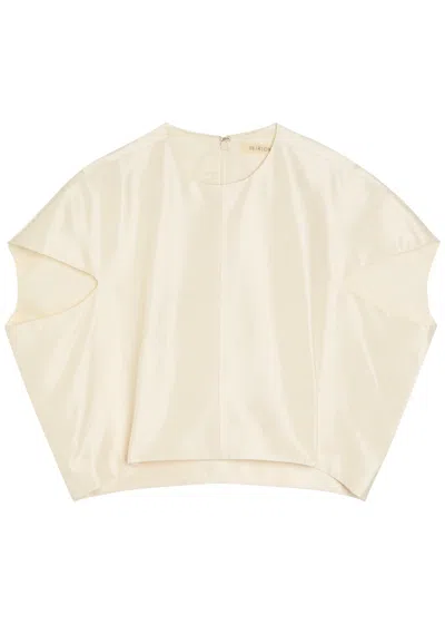 Heirlome Lulu Cropped Slubbed Silk Top In Neutral