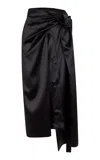 Heirlome Manuela Button-front Silk-satin Maxi Skirt In Black