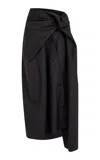 Heirlome Manuela Draped Stretch-wool Maxi Skirt In Black