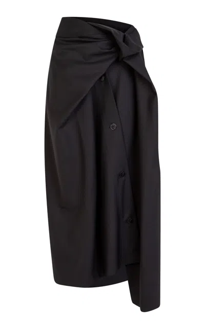 Heirlome Manuela Draped Stretch-wool Maxi Skirt In Black