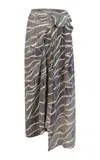 Heirlome Manuela Printed Silk Midi Skirt In Black,white